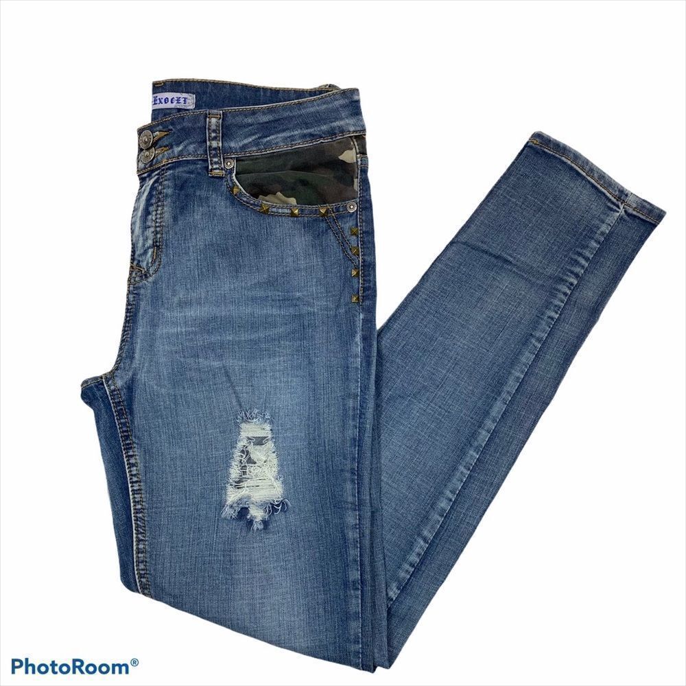 Exocet Brand Studded Jeans with Camo Inserts 9‎